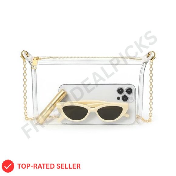 Clear Stadium Crossbody Purse Transparent PVC Handbag Chic Minimal Concert - Picture 2 of 8